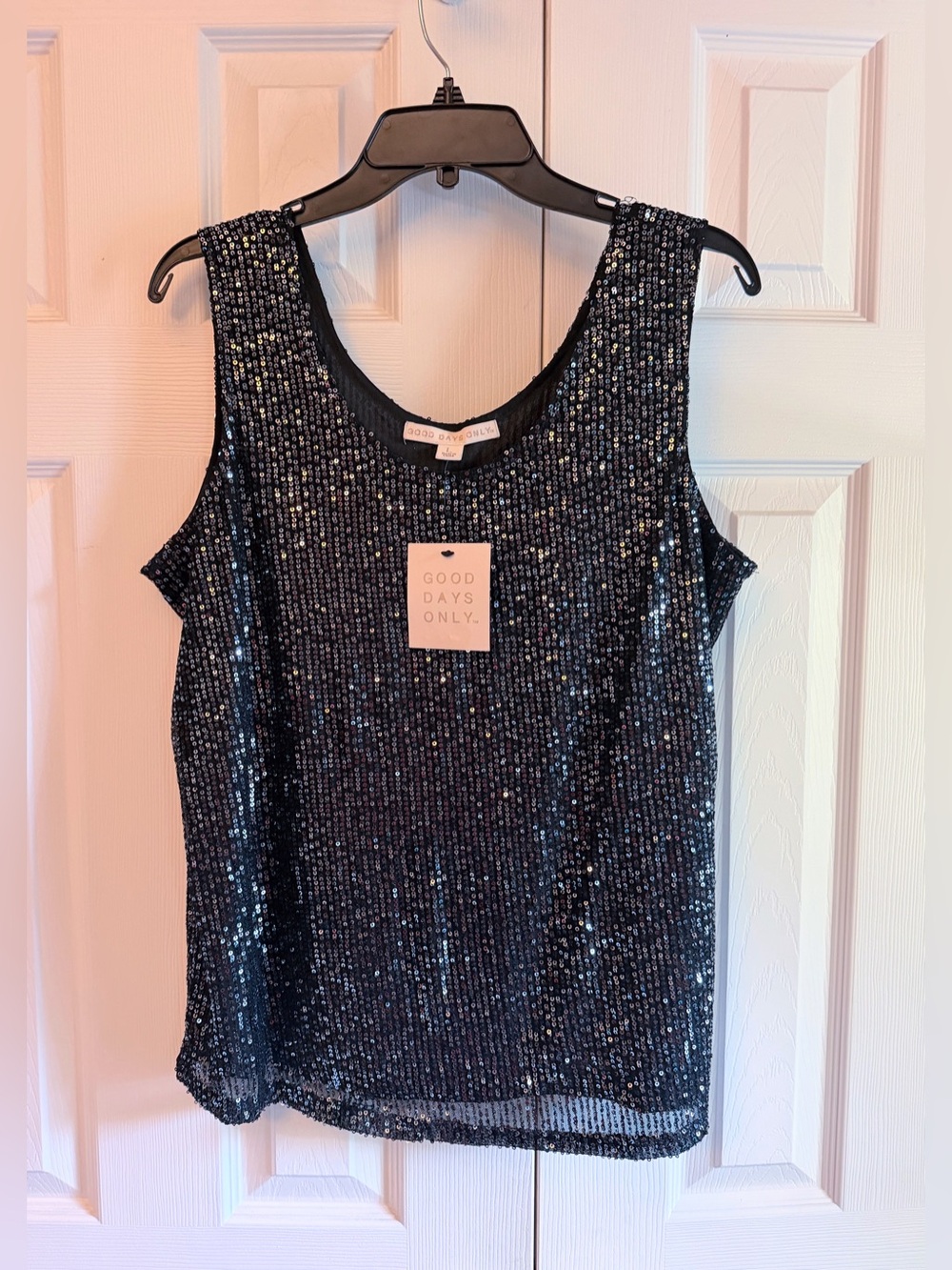 Good Day Only Women's Black Sequin Tank Top NWT!